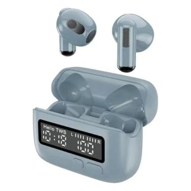 Imagem de Waillynice Fones de ouvido sem fio com cancelamento de ruído, som Hi-Fi, resistente ao suor, esportivo, viva-voz, à prova de suor, mostrador digital (cinza)