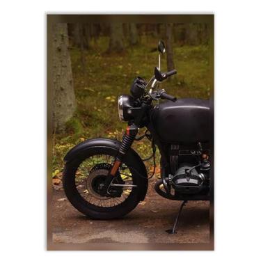 Imagem de Placa Decorativa Foto Moto Custom Motoqueiro Decoração Poster