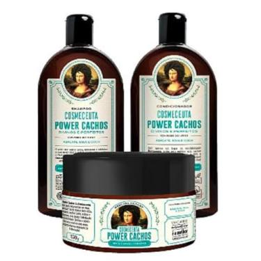 Imagem de Kit para Cabelos Cacheados ou Crespos COSMECEUTA Power Cachos Vegano Shampoo + Condicionador + Máscara - Possui uma grande carga oleosa, que nutre e repara os cabelos cacheados, além de proporcionar um day after incrível, com cachos modelados por mais tempo