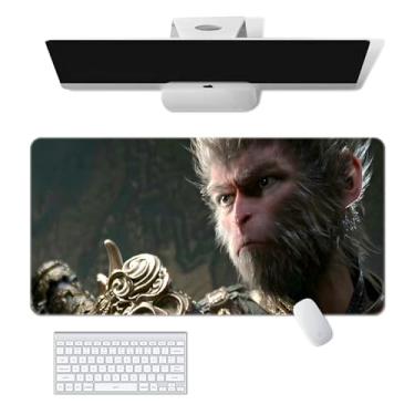 Imagem de dudoct Game Black Myth: Mouse Pad Wukong Tapete de mouse de borracha antiderrapante Cool Monkey Desktop (008, 36 x 16 polegadas)