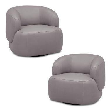 Imagem de Kit 2 Poltronas Decorativas Verona Sala de Estar Base Giratória em Aço