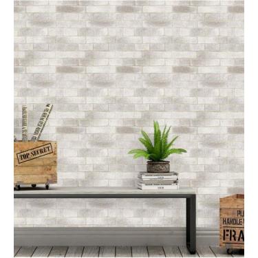 Imagem de Papel de Parede Tijolo Branco e Bege - PAPEL E PAREDE ADESIVOS