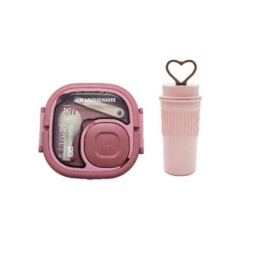 Imagem de Kit Marmita Infantil Talher E Copo 300ml Lancheira Escola - Domo Desig
