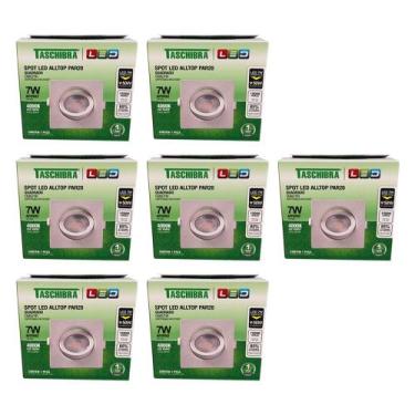 Imagem de Spot De Led Quadrado Alltop 7w Taschibra 4000k Kit C/ 7 Pçs