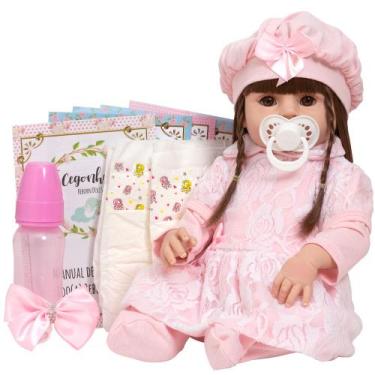 Imagem de Bebe Reborn Menina Completa Com Vários Acessórios Enxoval - Cegonha Re