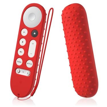 Imagem de AKSHFETH Capa para controle remoto para Google TV Streamer 4K Remote 2024 Google GY3LE capa protetora de silicone com cordão (vermelho)