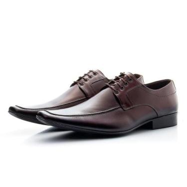 Imagem de Sapato Social Masculino Couro Cadarço Bico Fino Conforto - Rubim Calça