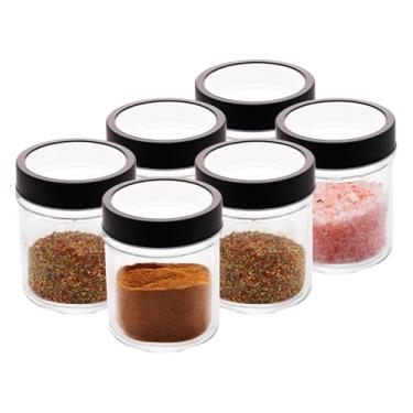 Imagem de LYOR - Conjunto 6 Potes de Vidro com Tampa em Metal e Acrílico Gastro Preto 350ml - Temperos - Condimentos - Grãos - Sementes - Petiscos - Doces