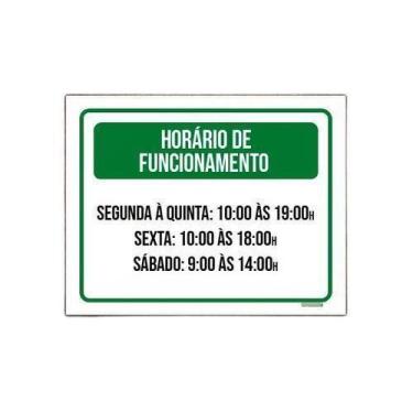 Imagem de Placa Decorativa Kit 10 Verde Horário Funcionamento 18x23cm - Sinalizo