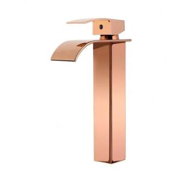Imagem de Monocomando lavatório de mesa cascata bica alta rose gold - Hera