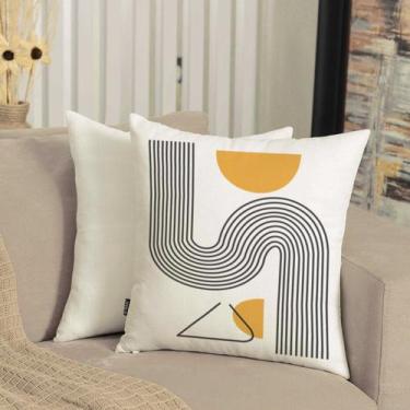 Imagem de Almofada Suede Estampado 40x40cm Vega Amarela/Preto - FASTLAR