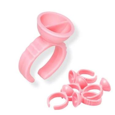 Imagem de Anel Mini Com Divisão Rosa 100 Unidades Para Extensão De Cílios - Sobe