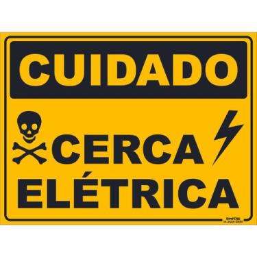 Imagem de Placa de Sinalização Cuidado Cerca Elétrica - Império da Impressão