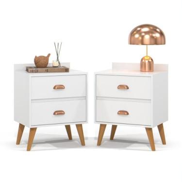 Imagem de Kit 2 mesa de cabeceira madero new matriz - COMPROU CHEGOU, BRANCO