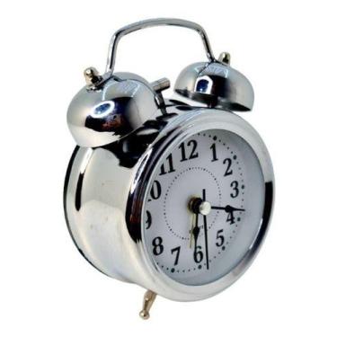 Imagem de Relógio Despertador Retro modelo Antigo 2 Sinos Alto Prata - NOVO SÉCU