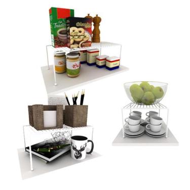 Imagem de Kit Organizador Armário Cozinha Prateleira Aramado Aço 3 Unidades Supo