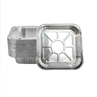 Imagem de Forros de alumínio descartáveis antiaderentes para fritadeira a ar quadrados 50 peças, caixa de lata de alumínio à prova de óleo também para cesta a vapor, forno e churrasqueira instantânea (18 x 17