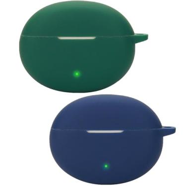 Imagem de Accdeny Capa de fone de ouvido compatível com oneplus nord Buds 3 Pro, [suporta carregamento sem fio] [capa protetora à prova de choque] capa de silicone para fone de ouvido (azul-verde)