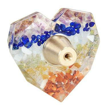Imagem de Amogeeli Puxadores de armário de latão de resina de coração facetado puxadores coloridos com parafusos, pacote com 2