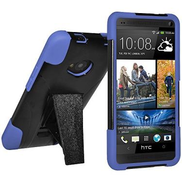Imagem de Amzer Capa híbrida de camada dupla com suporte para HTC One M7 - embalagem de varejo - preto/azul