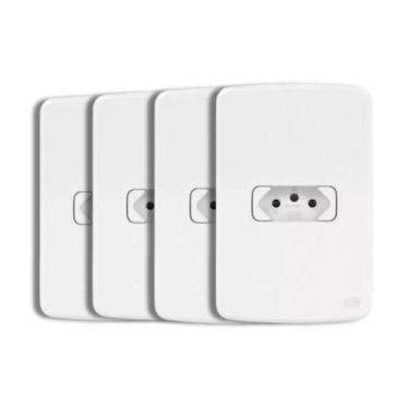 Imagem de Kit 4 Conjuntos 4x2 1 Tomada 2P+T 10A Branco COMPOSÉ WEG