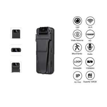 Imagem de Mini Câmera Espiã Policial Wifi Sensor De Movimento Ip 1080p A8 - Mike