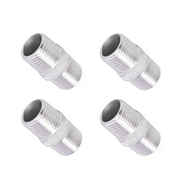Imagem de TL TOOLEGIN 1/5.1 cm NPT macho para bocal macho NPT de 1/5.1 cm, encaixes de tubulação sextavados de aço inoxidável 304, pacote com 4
