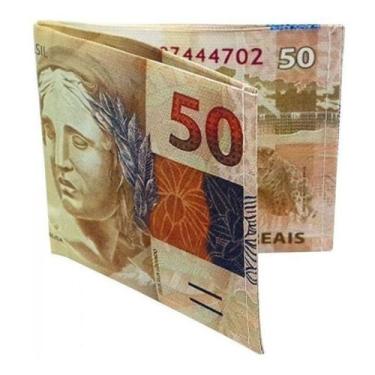 Imagem de Carteira Masculina 50 Reais  Executiva Estampada Nota Masculina / Port