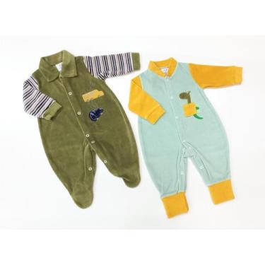 Imagem de KIT 2 - Macacão Longo em Plush - Masculino  Tons Terrosos - RN / P / M