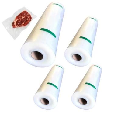 Imagem de 4 Rolos Bobina De Saco Plástico A Vácuo Gofrada 25cm X 5 M - NS