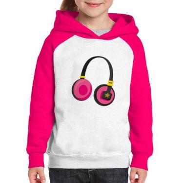 Imagem de Moletom Infantil Headphone Rosa - Foca na Moda, Branco, Rosa, 8