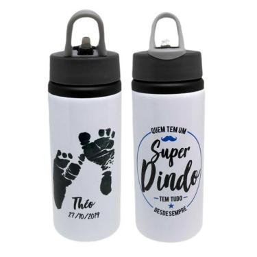 Imagem de Squeeze Branco de Alumínio Lembrancinha Super Dindo Padrinho - GMH