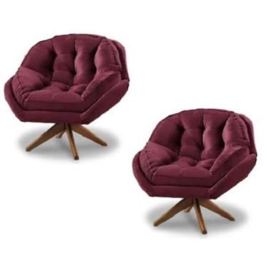 Imagem de Kit 2 Poltrona Decorativa Estofada Base Giratória Califórnia - Fina Mo