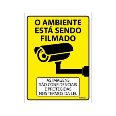 Imagem de Placa De Sinalização O Ambiente Está Sendo Filmado 15x20 Ecom IA - P-2