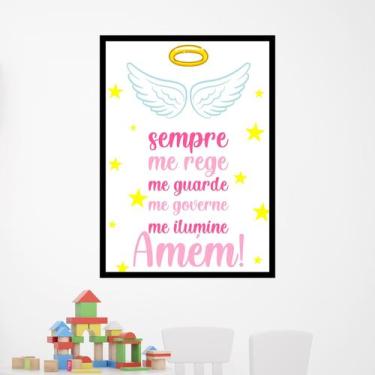 Imagem de Quadro Decorativo Oração - Anjo da Guarda Rosa - Quadros On-line, Pelí