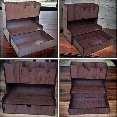 Imagem de Porta Lapis Porta Treco Organizadora de Mesa com Gaveta Mdf - LUALKI, 