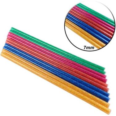 Imagem de Bastão Cola Quente Gliter Refil Pistola Fino 7mm Artesanato - Hutz