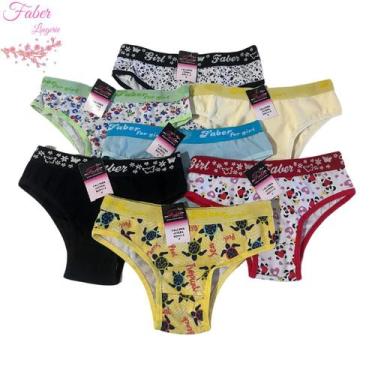 Imagem de Kit 6 Calcinhas Menina Moça Juvenil em Algodão - Faber Lingerie, GG