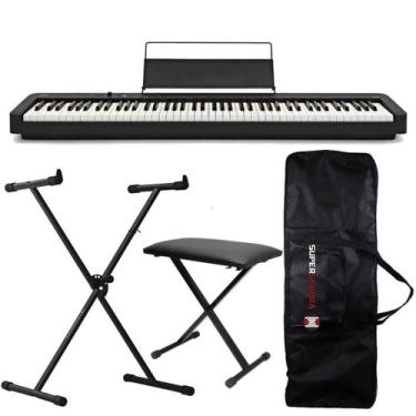 Imagem de Kit Piano Digital Casio CDP-S110 Bk 88 Teclas + Capa + Suporte X + Ban