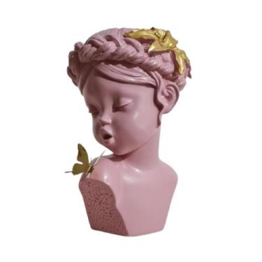 Imagem de Enfeite Escultura Rosa Criança c Borboleta Dourado Formosa - LUXdécor 