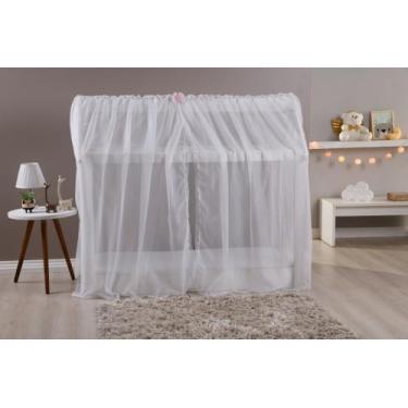 Imagem de Mosquiteiro Montessoriano 2.00 x 2.10 Voal Branco Laço Rosa - Baby Mel