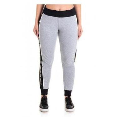 Imagem de Calça Feminina em Moletom Careca Cós e Barra em Ribana Faixa e Filetes nas Laterais-Feminino