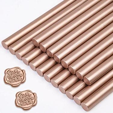 Imagem de PAXCOO Bastões de Cera de Vedação, Bastões de Cera de 20 Unidades, Bastões de Cera de Vedação de Pistola de Cola para Convites de Casamento, Cartas, Envelopes, Cartões e Artesanato (Cor Champanhe)