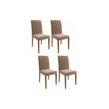 Imagem de Kit 4 Cadeiras Sala Jantar Juliana 4 Un Madeirado/Suede Joli Capuccino