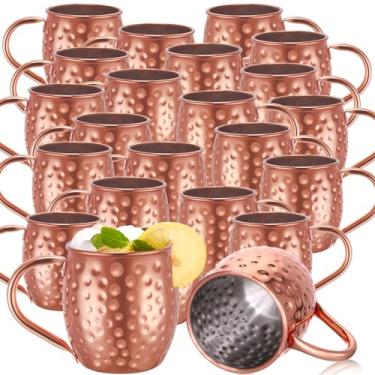 Imagem de Didaey Conjunto de 24 canecas Moscow Mule de 340 g de aço inoxidável em ouro rosa de 355 ml, caneca banhada a cobre resistente a manchas a granel, caneca de mule de café gelada para presente de