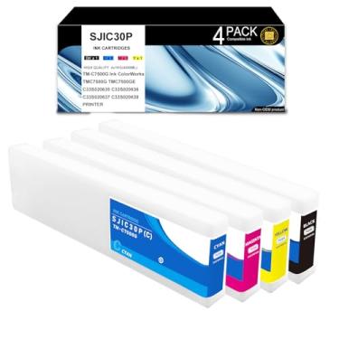 Imagem de AITERJET Cartucho de tinta SJIC30P (C M BK Y) de substituição para cartucho de tinta C33S020637 para série TM-C7500G (1 conjunto)