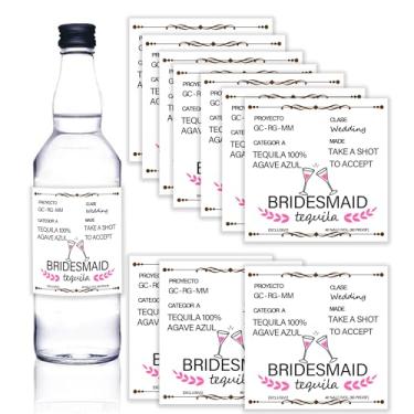 Imagem de 16 etiquetas de garrafa de vinho para presente de dama de honra, etiquetas autoadesivas de tequila, adesivos de vinho de padrinho de festa nupcial, etiqueta de tribo de noiva, presente de dama de