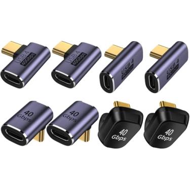 Imagem de ShineeKee 4 adaptadores USB C mistos USB 4.0/Thunderbolt 4 com ângulo reto de 100W 40Gbps 90/180 graus, extensor de conector em forma de U para celular, interruptor, deck a vapor, tablet, laptop (2