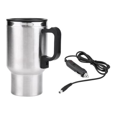 Imagem de Copo de Aquecimento Elétrico para Viagem Em Carro de Aço Inoxidável 12V 450ml, Caneca de café para Carro Com Material de Qualidade Alimentar, Tecnologia de Isolamento a Vácuo
