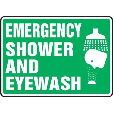 Imagem de Accuform Placa de segurança "Emergency Shower and Eyewash", Aluma-Lite™, 18 x 25 cm (MFSD450XL)